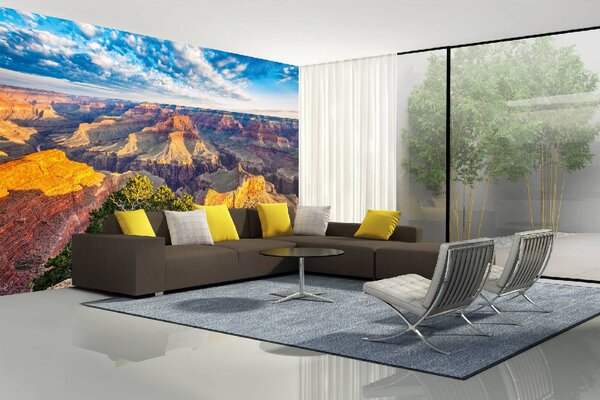 DIMEX | Vliesové fototapety na stenu Grand Canyon MS-5-1623 | 375 x 250 cm | zelená, modrá, oranžová, šedá