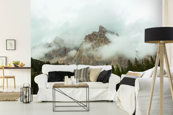 DIMEX | Vliesové fototapety na stenu Hmla v dolomitoch MS-5-1639 | 375 x 250 cm | zelená, hnedá, šedá