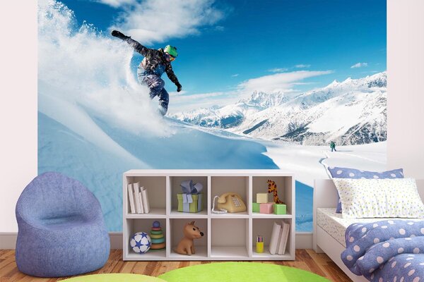 DIMEX | Vliesové fototapety na stenu Jazda snowboardistu MS-5-1575 | 375 x 250 cm | modrá, biela