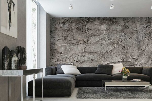 DIMEX | Vliesové fototapety na stenu Betónová stierka MS-5-2426 | 375 x 250 cm | šedá