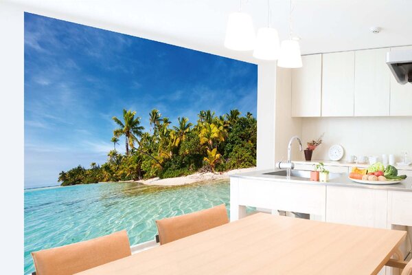 DIMEX | Vliesové fototapety na stenu Tropické palmy MS-5-3258 | 375 x 250 cm | zelená, modrá