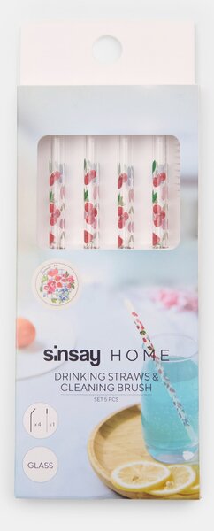 Sinsay - Sklenené slamky s motívom ovocia 4 pack - viacfarebná