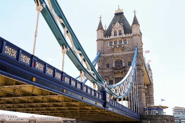 DIMEX | Vliesové fototapety na stenu Tower Bridge Londýn MS-5-0680 | 375 x 250 cm | modrá, šedá