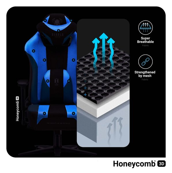 Látkové herné kreslo Diablo X-Player 2.0 Normal Size, Frost Black/ čierne