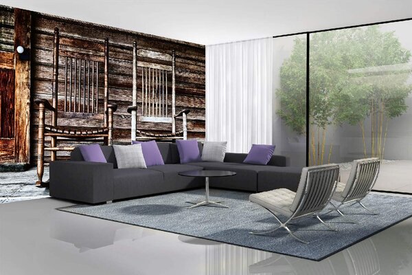 DIMEX | Vliesové fototapety na stenu Predná veranda MS-5-0824 | 375 x 250 cm | biela, hnedá, šedá