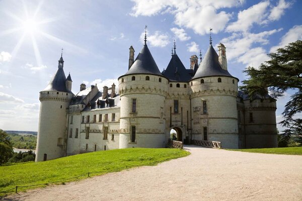 DIMEX | Vliesové fototapety na stenu Zámok Chambord II. MS-5-1080 | 375 x 250 cm | zelená, modrá, béžová
