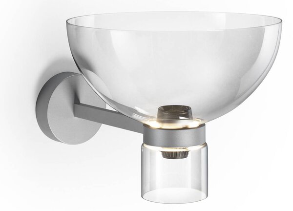 Nástenné svetlo LED Flos Nocturne Bowl, strieborná, sklo, stmievateľné, Chrómová / strieborná, Chodba, Hliník, Dizajn