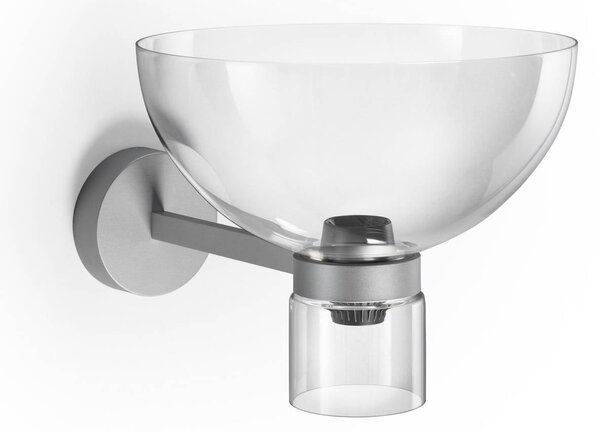 Nástenné svetlo LED Flos Nocturne Bowl, strieborná, sklo, stmievateľné, Chrómová / strieborná, Chodba, Hliník, Dizajn