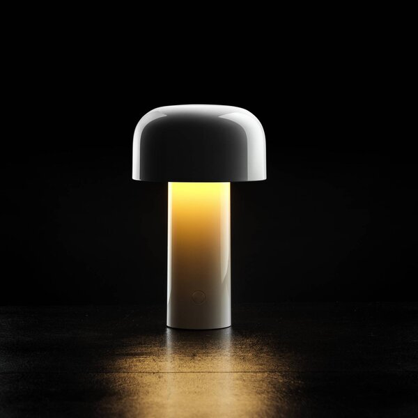 Stolová LED lampa Flos Bellhop s osvetlením a nabíjateľnou batériou, biela,, Biela / opálová, Obývacia izba / jedáleň, Plast, Dizajn, Stojacie svietidlo