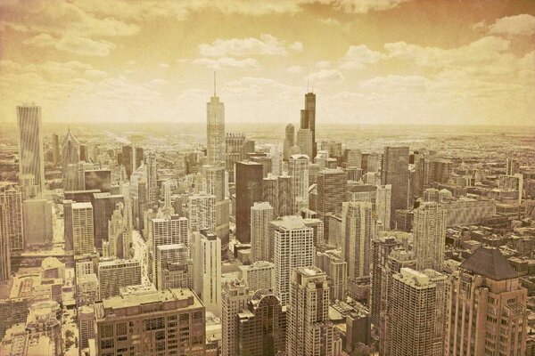 DIMEX | Vliesové fototapety na stenu Staré Chicago MS-5-2107 | 375 x 250 cm | biela, béžová, žltá