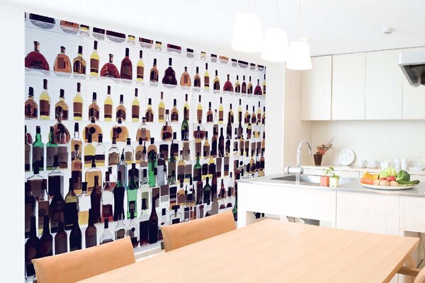 DIMEX | Vliesové fototapety na stenu Fľaše od alkoholu MS-5-2075 | 375 x 250 cm | zelená, biela, čierna, žltá