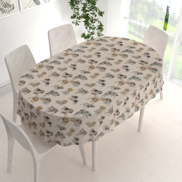 Biante Dekoračný oválny obrus PML-096 Šteniatka na hnedobéžovom 50x100 cm