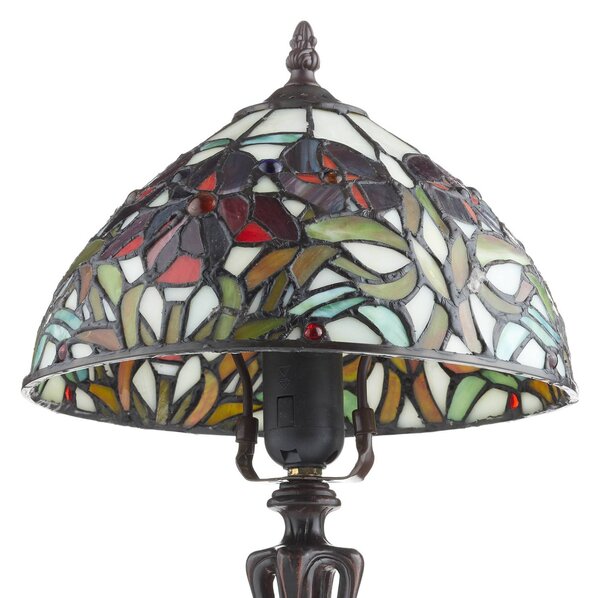 ELINE stolová lampa v štýle Tiffany, 40 cm, Hnedá / hrdzavá, Obývacia izba / jedáleň, kov, Tiffany
