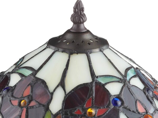 ELINE stolová lampa v štýle Tiffany, 40 cm, Hnedá / hrdzavá, Obývacia izba / jedáleň, kov, Tiffany