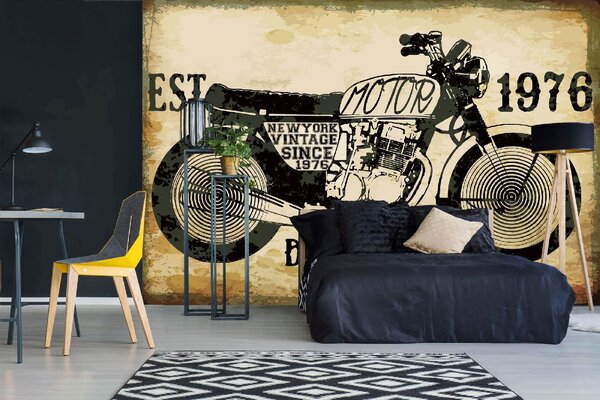 Samolepiaca vliesová fototapeta Retro motocyklový plagát 375 x 250 cm