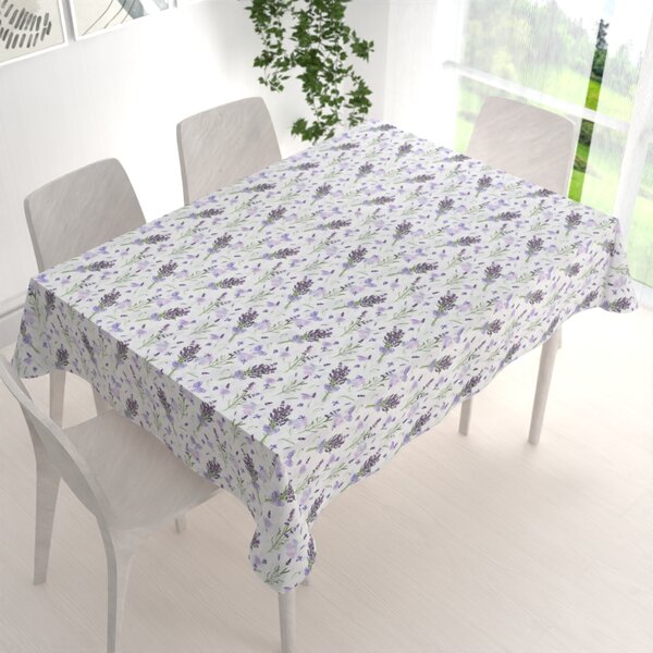 Biante Dekoračný obdĺžnikový obrus PML-085 Vetvičky levandúľ na bielom 50x100 cm