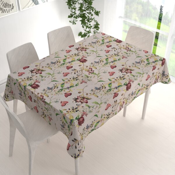 Biante Dekoračný obdĺžnikový obrus PML-083 Kvety a motýle na béžovom 50x100 cm