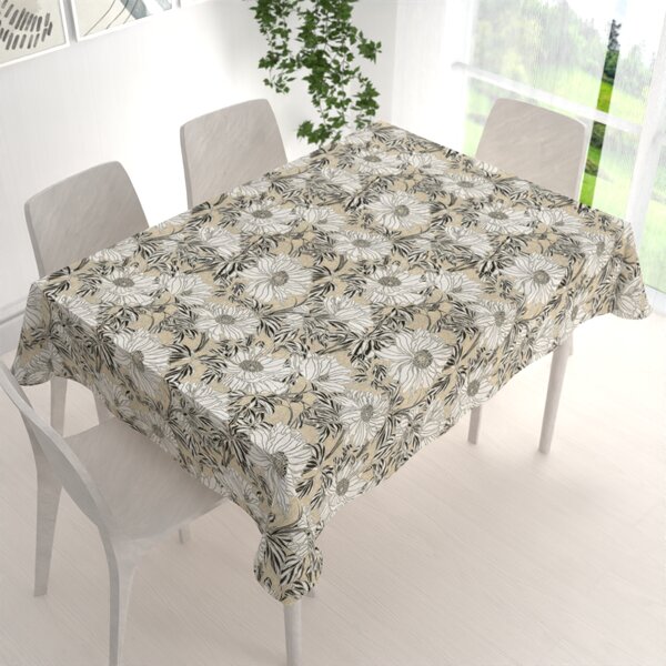 Biante Dekoračný obdĺžnikový obrus PML-089 Biele kvety na béžovom 50x100 cm