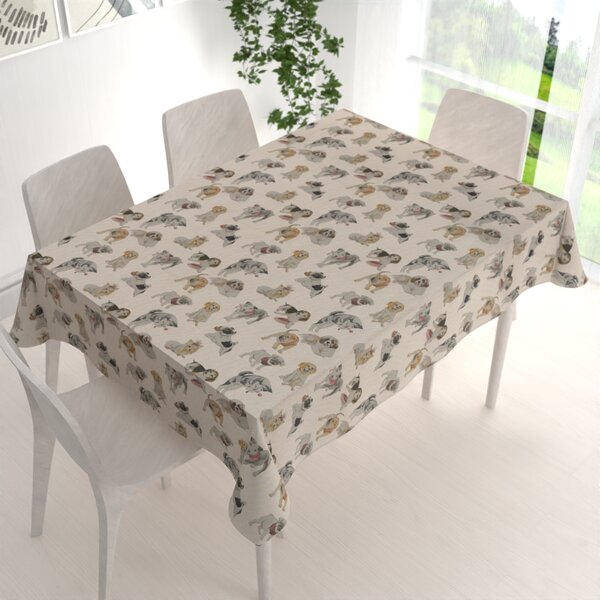 Biante Dekoračný obdĺžnikový obrus PML-096 Šteniatka na hnedobéžovom 50x100 cm