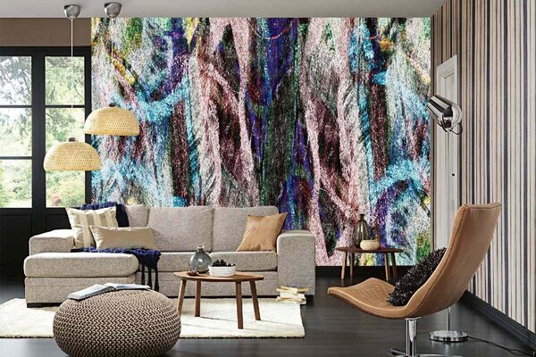 DIMEX | Vliesové fototapety na stenu Moderná futuristická maľba MS-5-2508 | 375 x 250 cm | modrá, biela, fialová