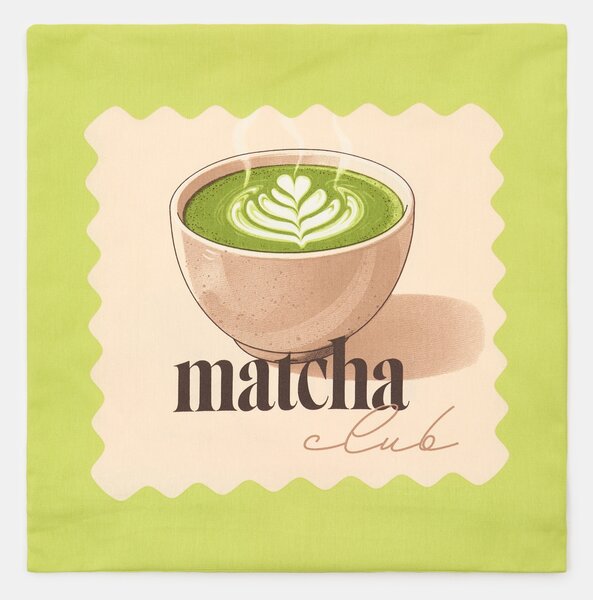 Sinsay - Bavlnená obliečka na vankúš s motívom matcha - limetková