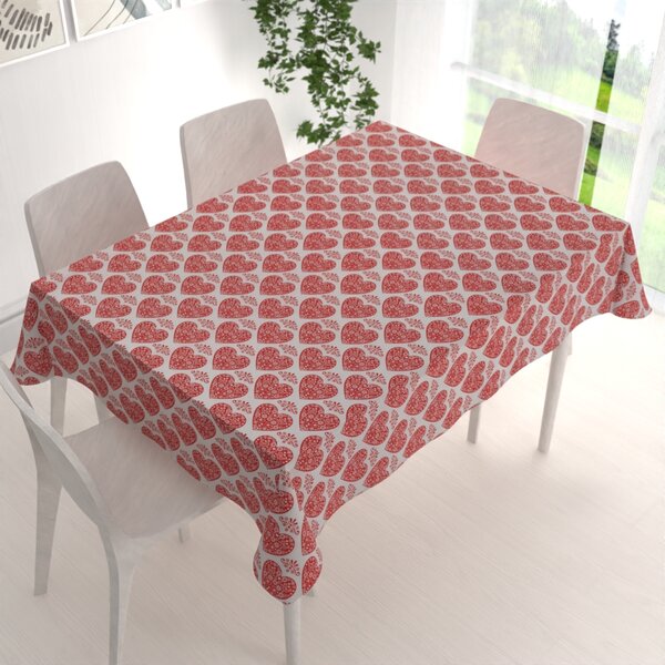 Biante Dekoračný obdĺžnikový obrus PML-094 Červené srdcia na bielom 50x100 cm