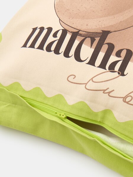 Sinsay - Bavlnená obliečka na vankúš s motívom matcha - limetková