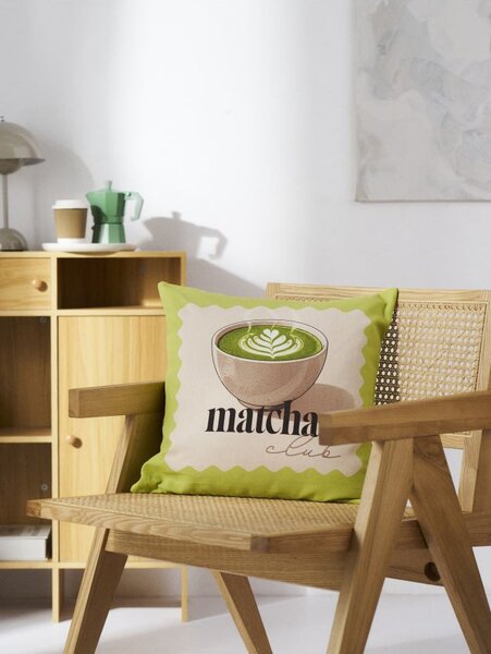 Sinsay - Bavlnená obliečka na vankúš s motívom matcha - limetková