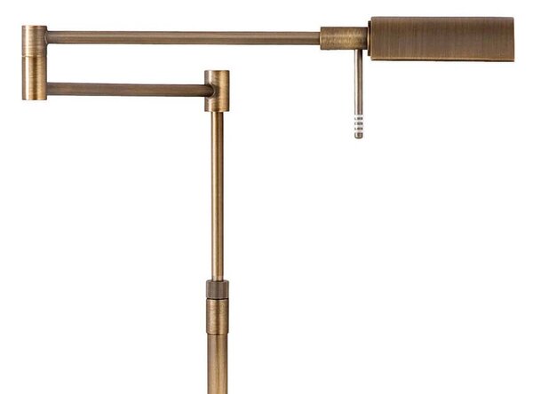 LED stojacia lampa New Bari, bronz, výška 180 cm, kov, stmievač, Hnedá / staromosadz, Obývacia izba / jedáleň, kov, Moderný, Stolová lampa