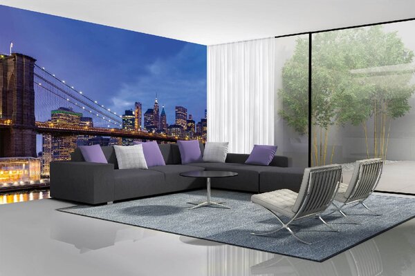 DIMEX | Vliesové fototapety na stenu Dolný Manhattan MS-5-0761 | 375 x 250 cm | modrá, čierna, žltá