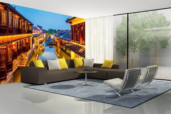 DIMEX | Vliesové fototapety na stenu Staroveké mesto MS-5-0633 | 375 x 250 cm | modrá, žltá, šedá