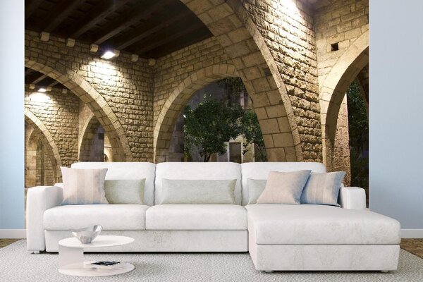 DIMEX | Vliesové fototapety na stenu Gotická časť Barcelony MS-5-0921 | 375 x 250 cm | zelená, béžová