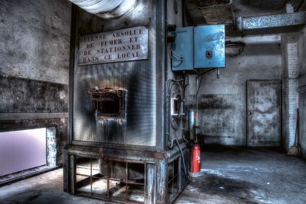 DIMEX | Vliesové fototapety na stenu Kotolňa MS-5-0873 | 375 x 250 cm | modrá, červená, šedá