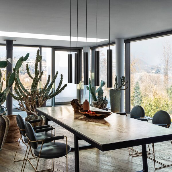 Ideal Lux LED závesné svietidlo Look, Ø 6 cm, čierne, kovové, Čierna, Obývacia izba / jedáleň, kov, Moderný, Závesné svietidlo