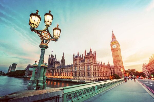 DIMEX | Vliesové fototapety na stenu Westminster Bridge, Londýn MS-5-1033 | 375 x 250 cm | zelená, hnedá, šedá