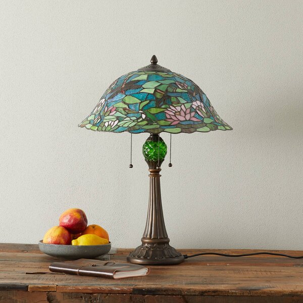 Clayre&Eef Magická stolná lampa Waterlily v štýle Tiffany, Viacfarebné, Obývacia izba / jedáleň, Sklo, Tiffany, Stojacie svietidlo