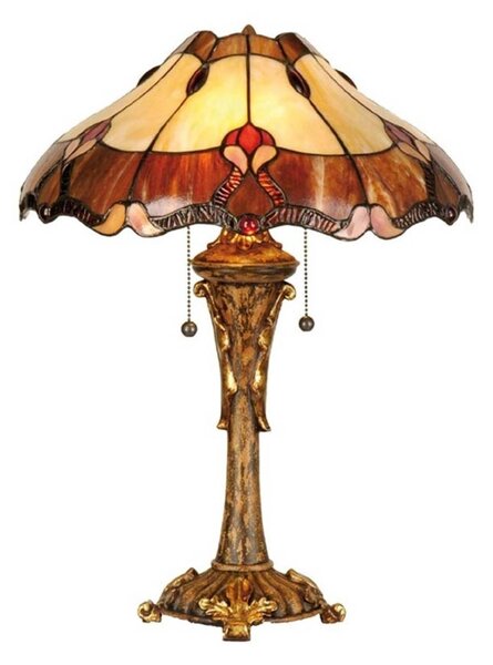 Clayre&Eef Stolná lampa Cambria v štýle Tiffany, Viacfarebné, Obývacia izba / jedáleň, Plast, Tiffany, Stojacie svietidlo