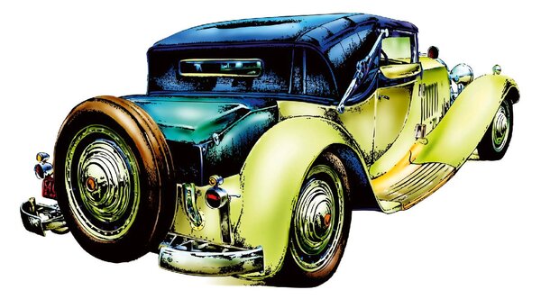 DIMEX | Vliesové fototapety na stenu Staré zelené auto MS-5-1996 | 375 x 250 cm | zelená, modrá, hnedá