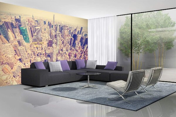DIMEX | Vliesové fototapety na stenu Pohľad na Manhattan MS-5-2140 | 375 x 250 cm | modrá, biela, béžová, žltá