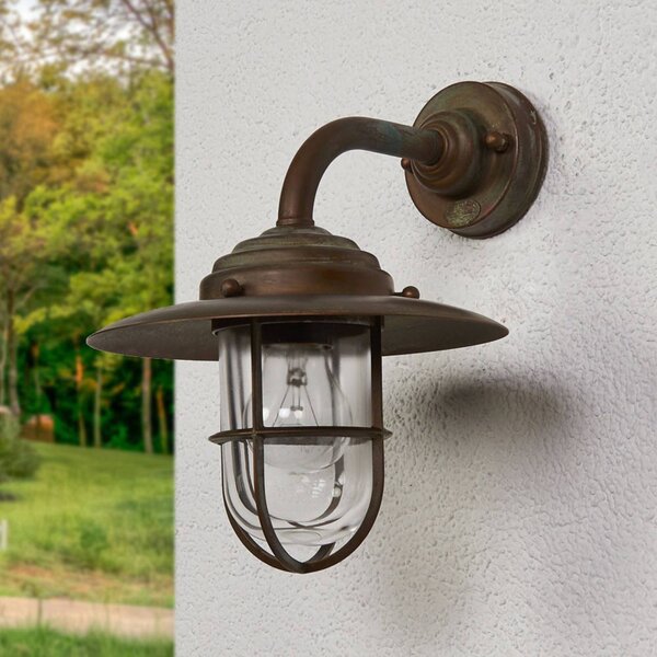 Moretti Luce Vonkajšie nástenné svietidlo Antique číre sklo, Meď, Mosadz, Vidiecky / Rustikálny, Vonkajšie svetlá neobvyké tvary