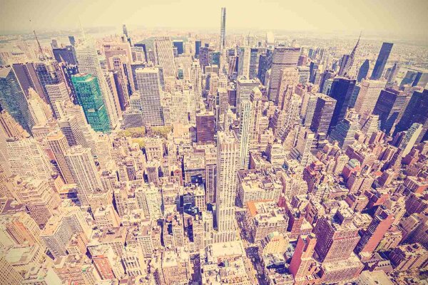 DIMEX | Vliesové fototapety na stenu Pohľad na Manhattan MS-5-2140 | 375 x 250 cm | modrá, biela, béžová, žltá