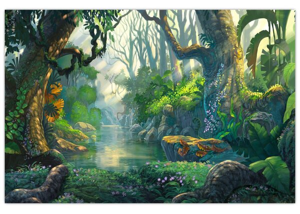 Obraz - Ilustrácia tropického lesa (90x60 cm)