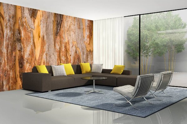 DIMEX | Vliesové fototapety na stenu Textúra stromu eukalyptu MS-5-2347 | 375 x 250 cm | oranžová, hnedá