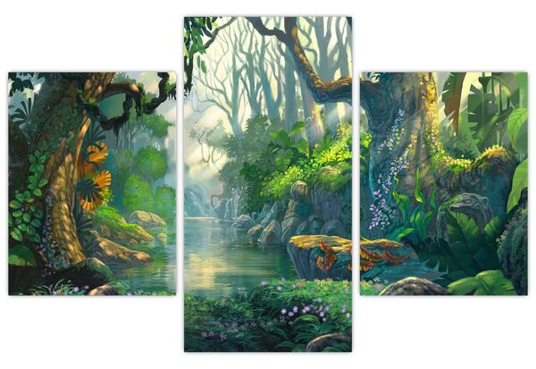 Obraz - Ilustrácia tropického lesa (90x60 cm)