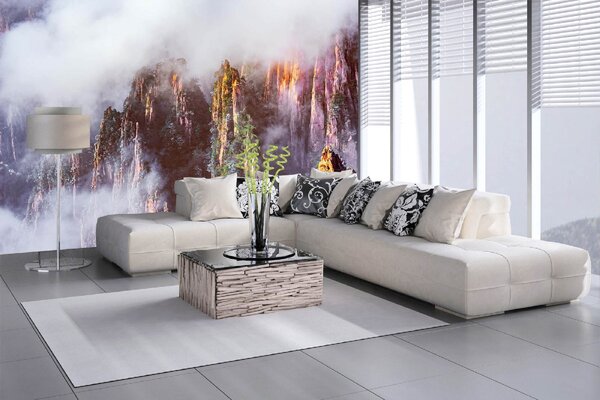 DIMEX | Vliesové fototapety na stenu Farebné vrcholy MS-5-1689 | 375 x 250 cm | biela, hnedá, šedá