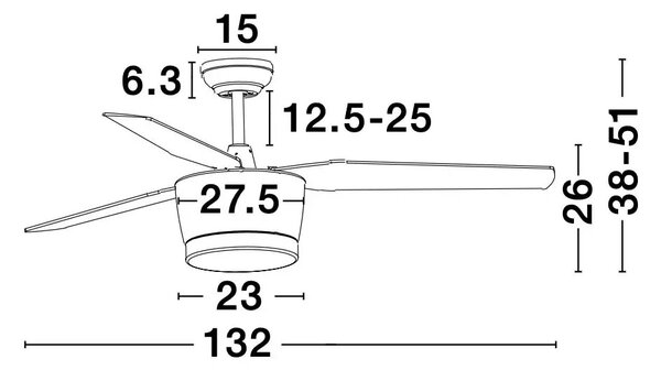 Stropný ventilátor Monsoon 13.2 biele s diaľkovým ovládaním – Biela