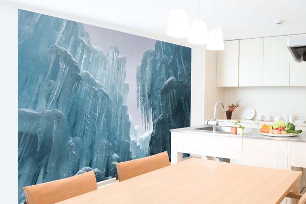 DIMEX | Vliesové fototapety na stenu Zamrznutý ľadový múr MS-5-3084 | 375 x 250 cm | biela, šedá