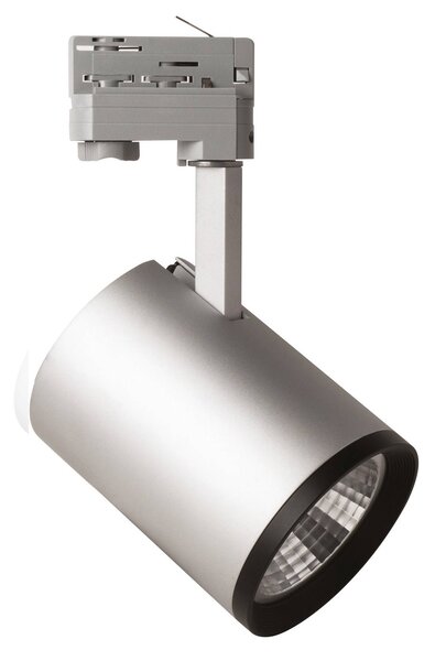 LED spot Marco pre 3-fázovú trať strieborný 4 000 K, Hliník / sivá / zinok, Obývacia izba / jedáleň, Hliník, Moderný, Koľajnicový systém
