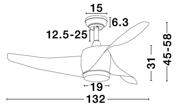Stropný ventilátor Breeze s diaľkovým ovládaním – Hnedá