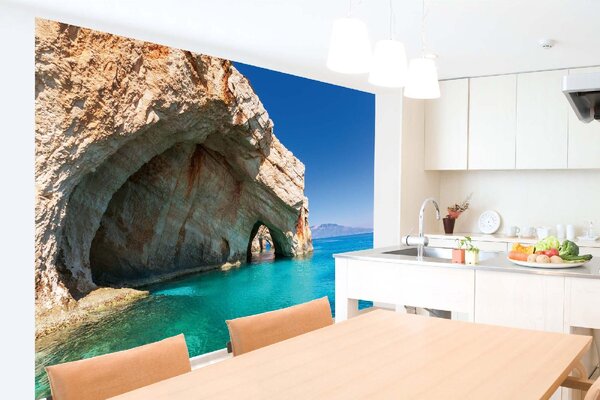 DIMEX | Vliesové fototapety na stenu Ostrov Zakynthos MS-5-3132 | 375 x 250 cm | zelená, modrá, hnedá
